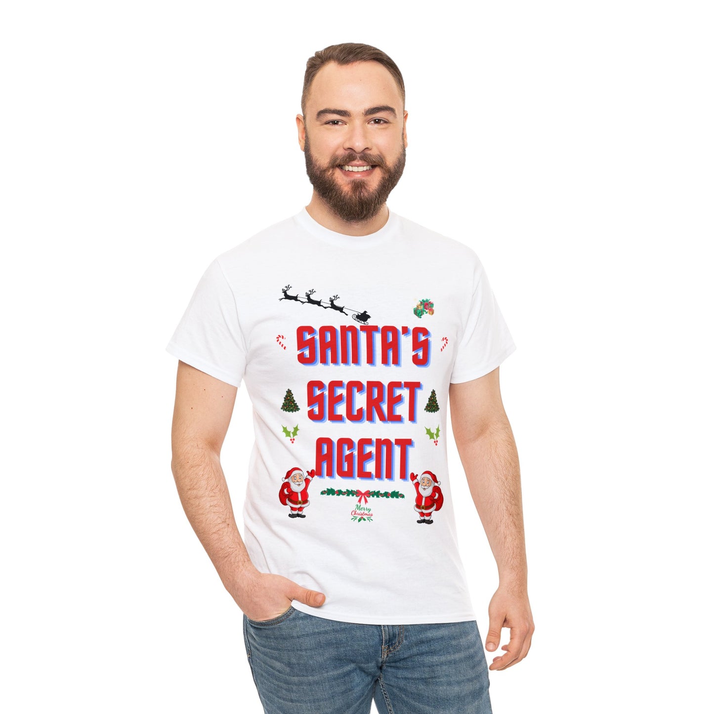 SANTAS SECRET AGENT-Unisex Heavy Cotton Tee