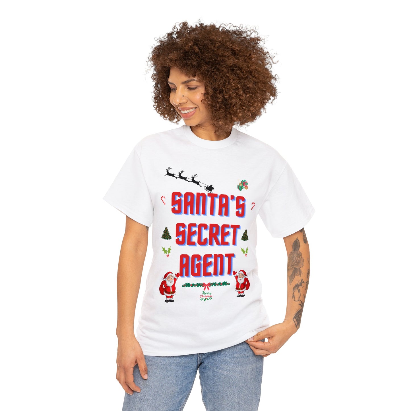 SANTAS SECRET AGENT-Unisex Heavy Cotton Tee