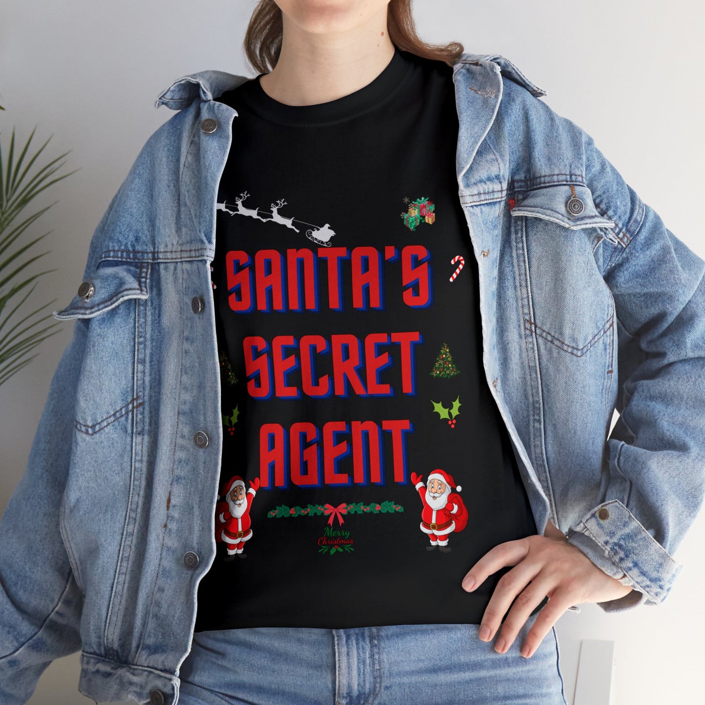 SANTAS SECRET AGENT-Unisex Heavy Cotton Tee