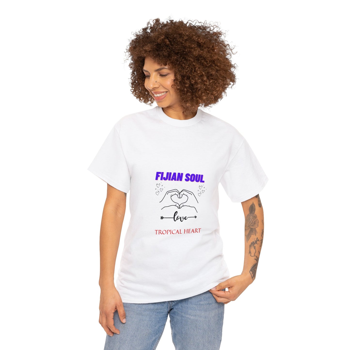 FIJIAN SOUL TROPICAL HEART-Unisex Heavy Cotton Tee