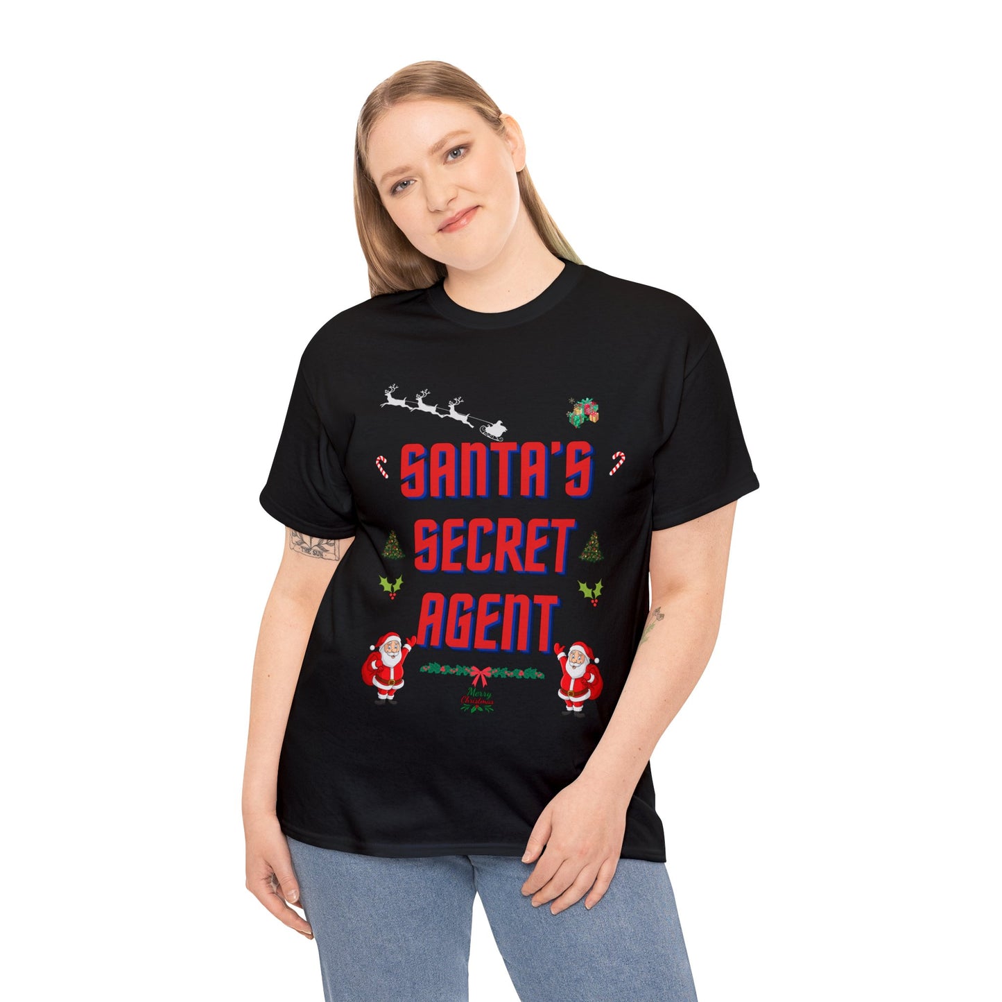 SANTAS SECRET AGENT-Unisex Heavy Cotton Tee