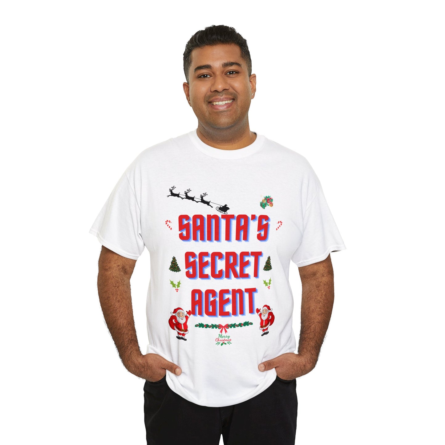 SANTAS SECRET AGENT-Unisex Heavy Cotton Tee