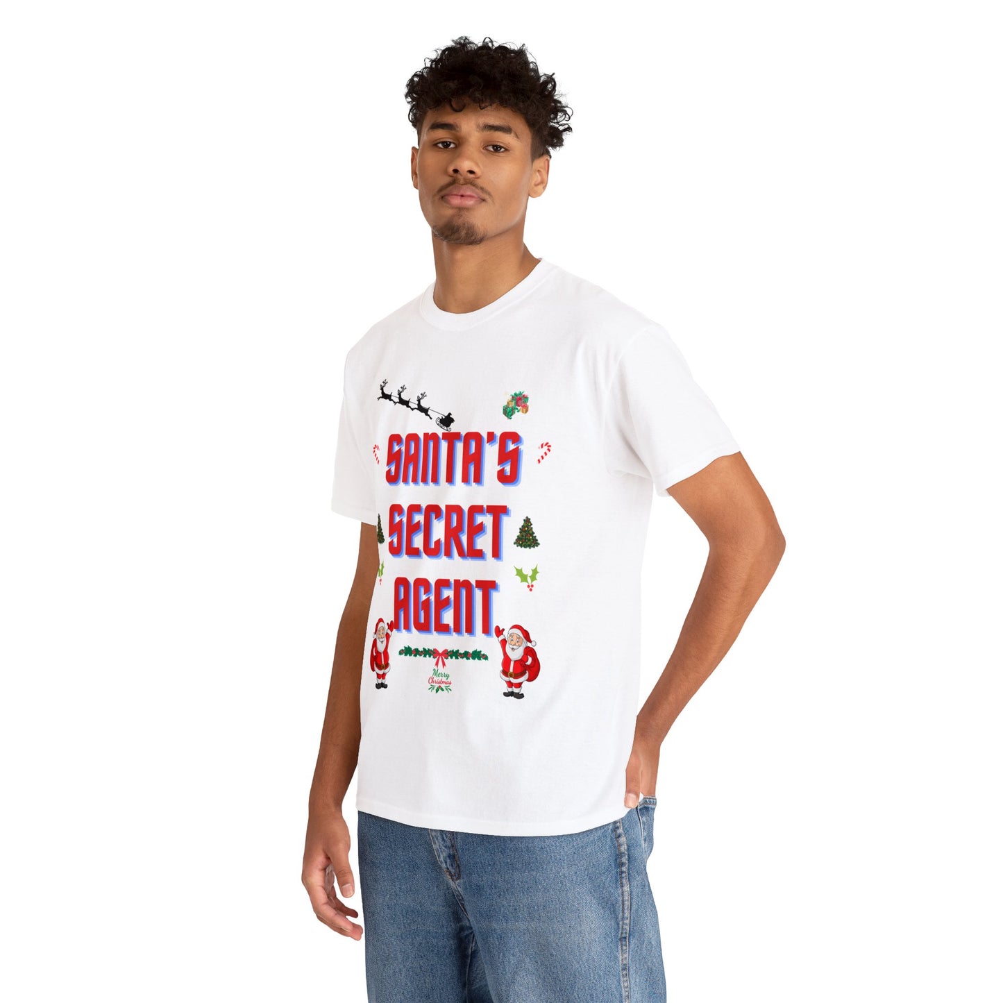 SANTAS SECRET AGENT-Unisex Heavy Cotton Tee