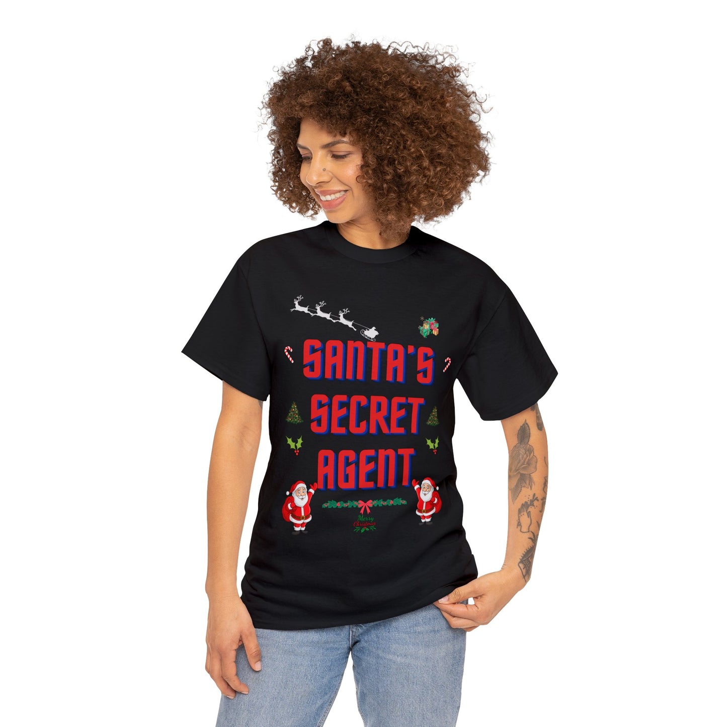 SANTAS SECRET AGENT-Unisex Heavy Cotton Tee