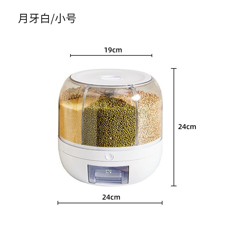 Grain Storage Box Rotating Partition Sealed Jar Food Grade Storage Transparent Storage Round Kitchen Rice Bucket