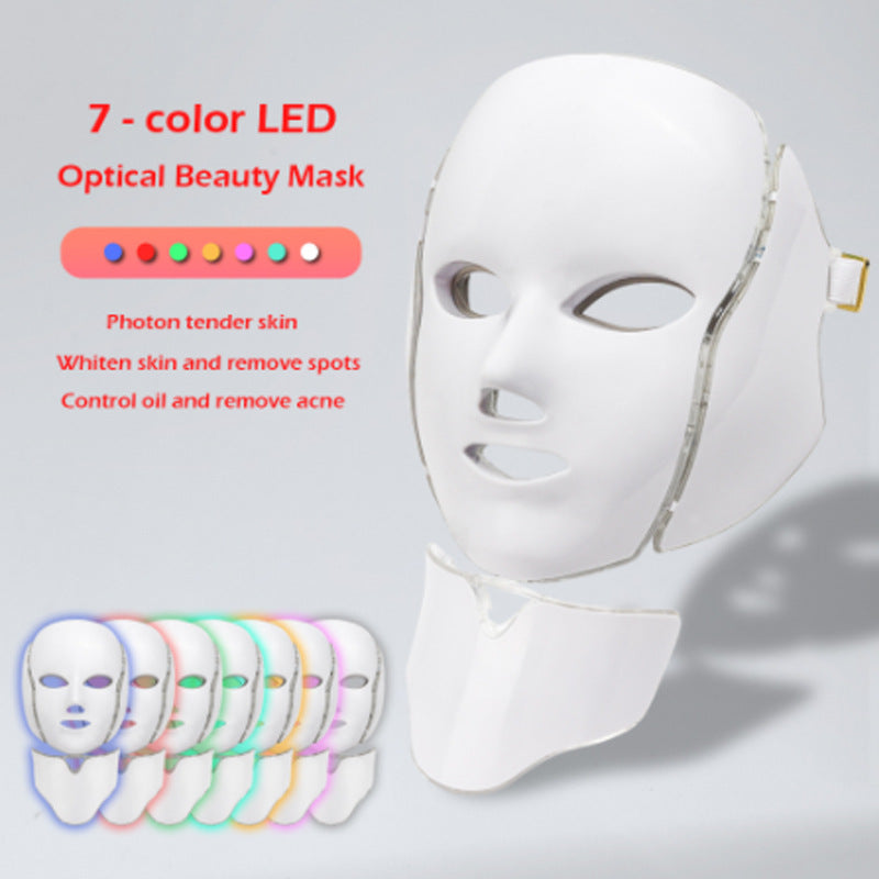 Facial mask and Neck mask; Skin Rejuvenation Beauty Apparatus with 7 color LED