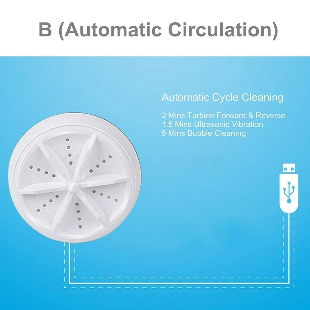 Small Turbo Ultrasonic Cleaner Rotating Mini Washing Machine